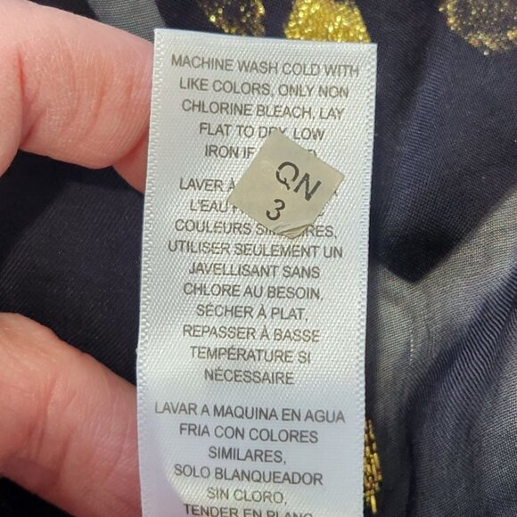 FRAME NWT Shirred Keyhole Top Womens XS in Noir Metallic Gold Sheer Lightweight - Picture 11 of 11